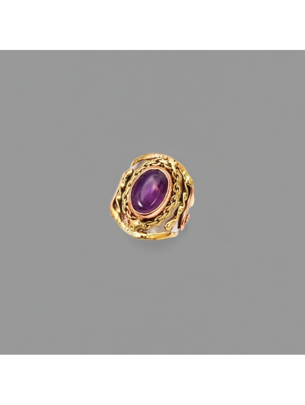 Mixed Metal and Amethyst Stone Ring